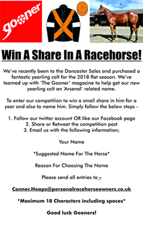 Win a share in a racehorse – with your Arsenal related name